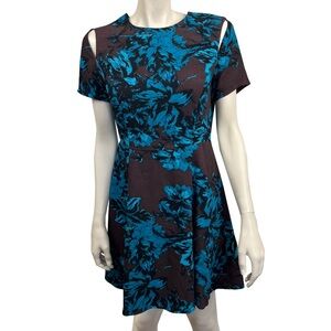 Who What Wear Blue Floral Fit-and-Flare Dress